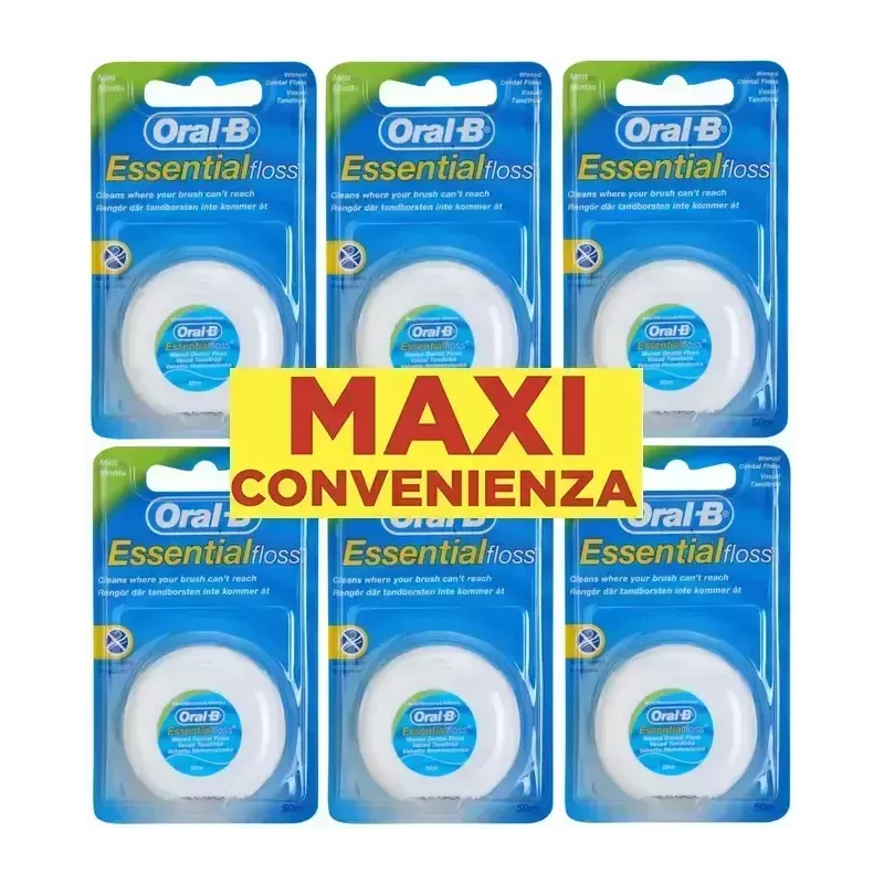Oral B - Essential Floss Filo interdentale cerato - 6x50mt Oral B - Essential Floss Filo interdentale cerato - 6x50mt