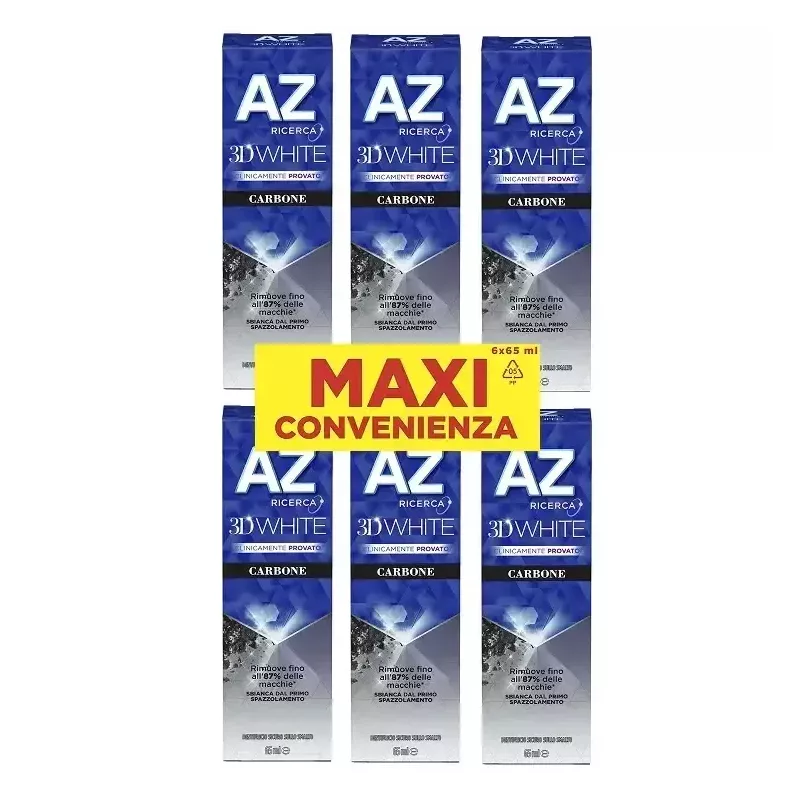 Dentifricio AZ 3D White Carbone 6x65ml – Sbiancante Dentifricio AZ 3D White Carbone 6x65ml – Sbiancante