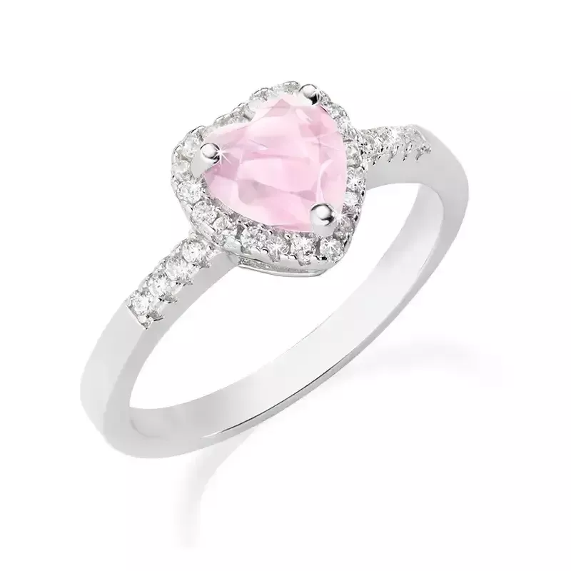 Amen Anello Rodio Cuore dell’Oceano Rosa in Argento 925 Amen Anello Rodio Cuore dell’Oceano Rosa in Argento 925
