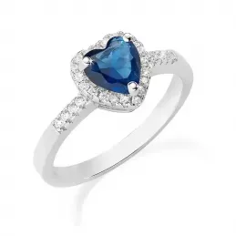 Amen Anello Rodio Cuore dell’Oceano Blu in Argento 925