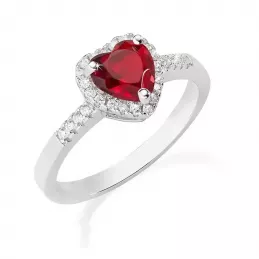 Amen Anello Cuore dell’Oceano Rubino in Argento 925 Donna