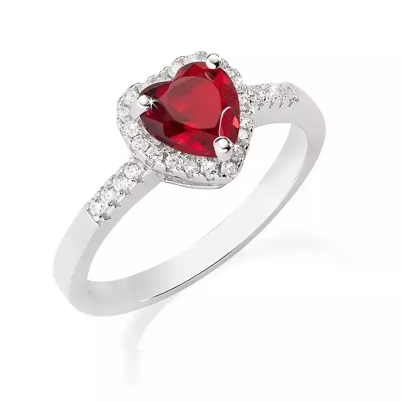 Amen Anello Cuore dell’Oceano Rubino in Argento 925 Donna