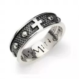 Amen Anello Rosario Croce in Argento 925 Unisex
