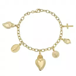 Amen Bracciale Dorato Sacro Cuore in Argento 925 Multicharm