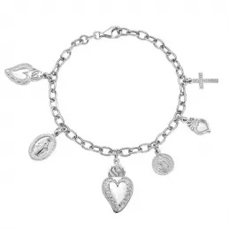 Bracciale Amen Sacro Cuore con Ciondoli Religiosi in Argento 925