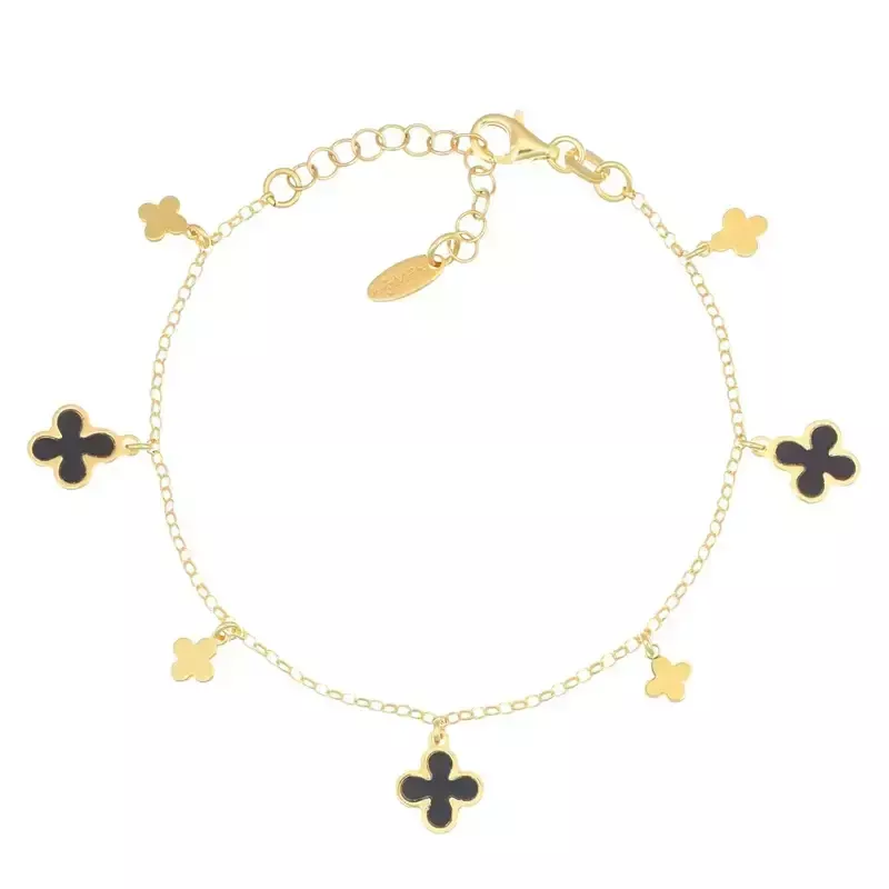 Amen Bracciale Fiori di Madreperla Nera con Ciondoli Amen Bracciale Fiori di Madreperla Nera con Ciondoli