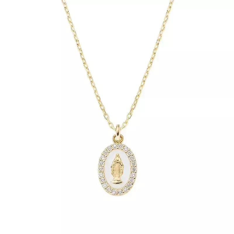 Amen Collana Medaglia Miracolosa Bianco Perla in Argento 925 Amen Collana Medaglia Miracolosa Bianco Perla in Argento 925