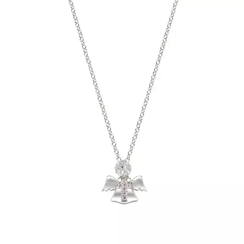 Amen Collana Angioletto e Croce Zirconi Bianchi e Rosa Amen Collana Angioletto e Croce Zirconi Bianchi e Rosa