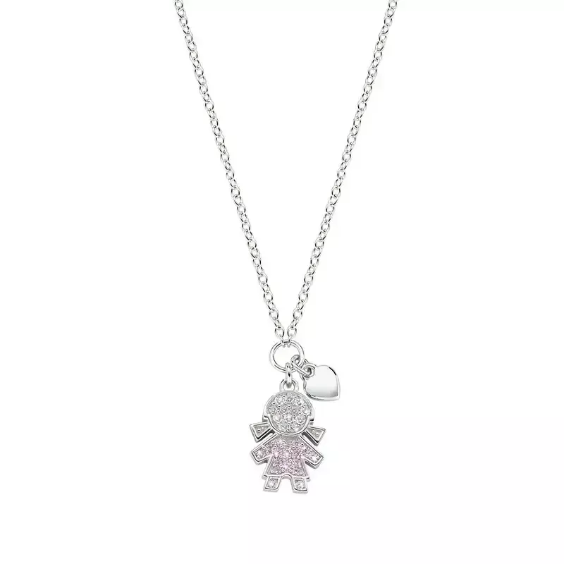 Amen Collana Bimba in Argento con Zirconi Rosa e Bianchi Amen Collana Bimba in Argento con Zirconi Rosa e Bianchi