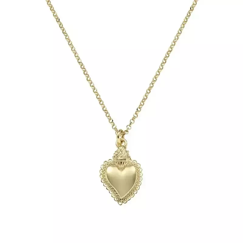 Amen Collana Donna Sacro Cuore Dorato in Argento 925 Amen Collana Donna Sacro Cuore Dorato in Argento 925