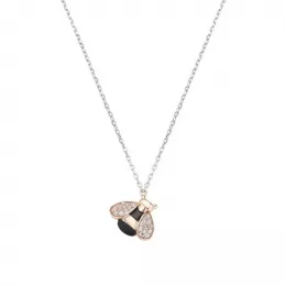 Amen Collana Ape Rosè in Argento 925 con Zirconi