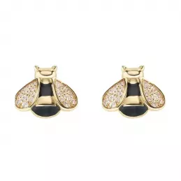 Amen Orecchini Dorati Ape Argento 925 con Zirconi