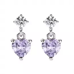 Orecchini Amen Princess Cuore Lilla in Argento 925