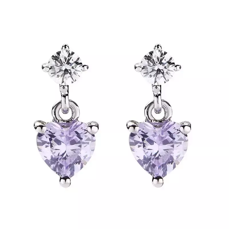 Orecchini Amen Princess Cuore Lilla in Argento 925 Orecchini Amen Princess Cuore Lilla in Argento 925