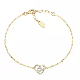 Bracciale Cuore Amen in Argento Dorato con Zirconi