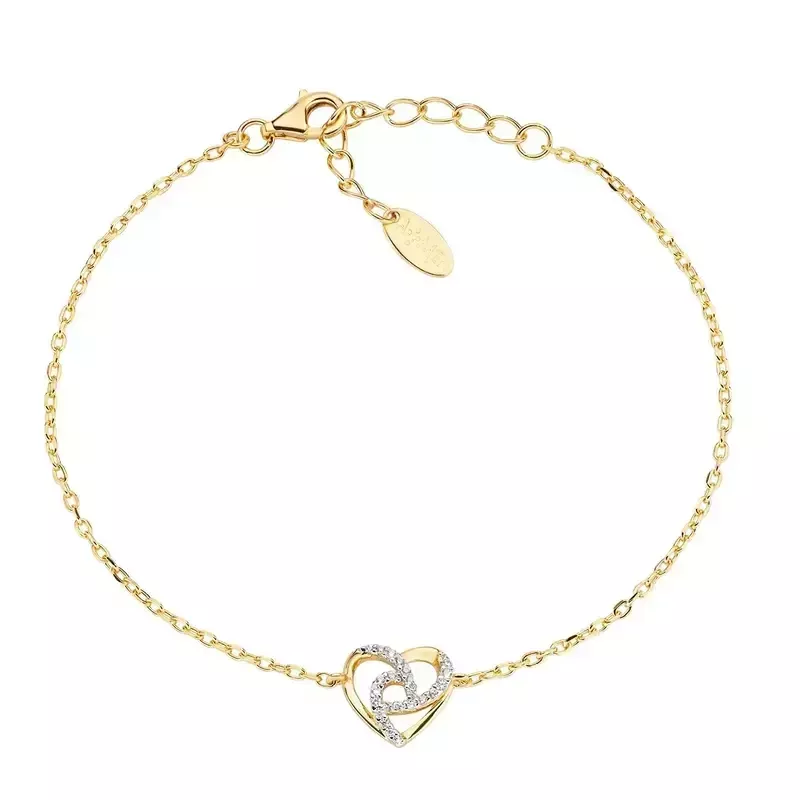 Bracciale Cuore Amen in Argento Dorato con Zirconi Bracciale Cuore Amen in Argento Dorato con Zirconi