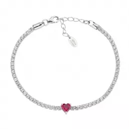 Amen Bracciale Cuore Argento con Zirconi