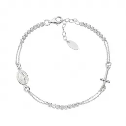 Amen Bracciale Rosario Tennis Bianco in Argento 925