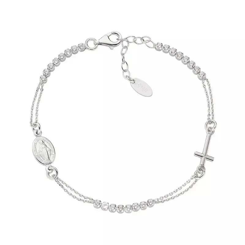 Amen Bracciale Rosario Tennis Bianco in Argento 925 Amen Bracciale Rosario Tennis Bianco in Argento 925