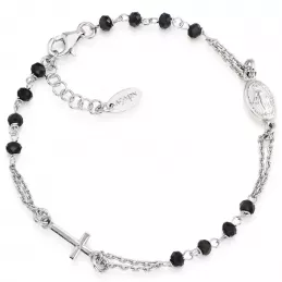 Bracciale Rosario Amen in Argento con Cristalli Neri