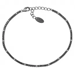 Amen Bracciale Tennis Mania Rutenio con Zirconi Neri e Bianchi