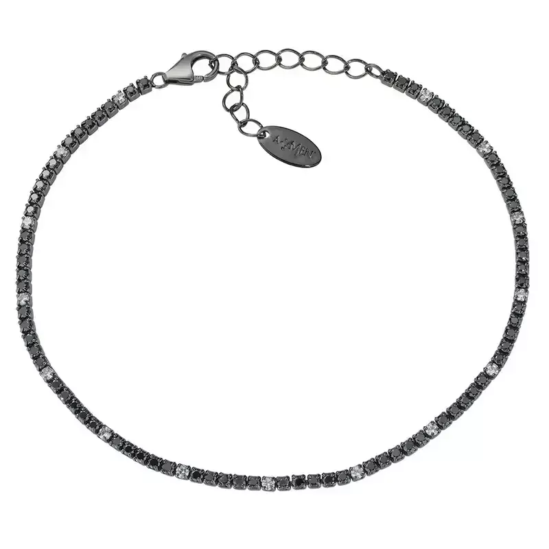 Amen Bracciale Tennis Mania Rutenio con Zirconi Neri e Bianchi Amen Bracciale Tennis Mania Rutenio con Zirconi Neri e Bianchi