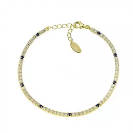 Bracciale Tennis Amen Unisex con Zirconi Blu e Bianchi