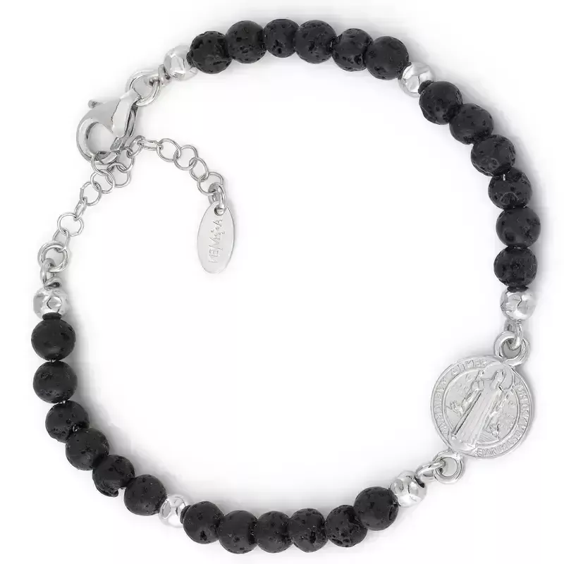 Bracciale Amen in Argento 925 e Pietra Lavica Bracciale Amen in Argento 925 e Pietra Lavica