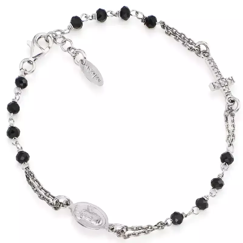 Amen Bracciale Rosario Cristalli e croce Bracciale in Argento 925 Amen Bracciale Rosario Cristalli e croce Bracciale in Argento 925