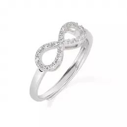 Amen Anello regolabile "Infinito" in Argento e Zirconi Bianchi