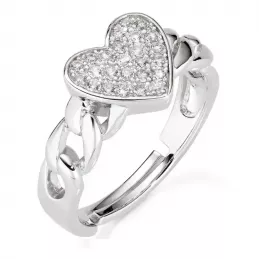 Amen Anello Donna Cuore con Catena e Zirconi