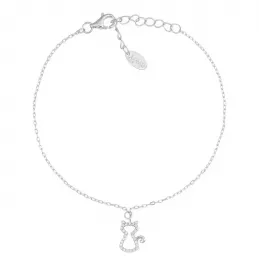 Bracciale Amen con Ciondolo Gattino e Zirconi Bianchi