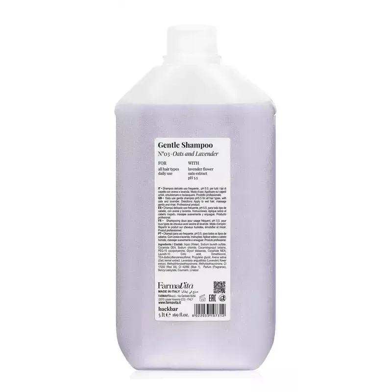 Farmavita Backbar Gentle Shampoo N°03 Oats and Lavender 5000ml Farmavita Backbar Gentle Shampoo N°03 Oats and Lavender 5000ml