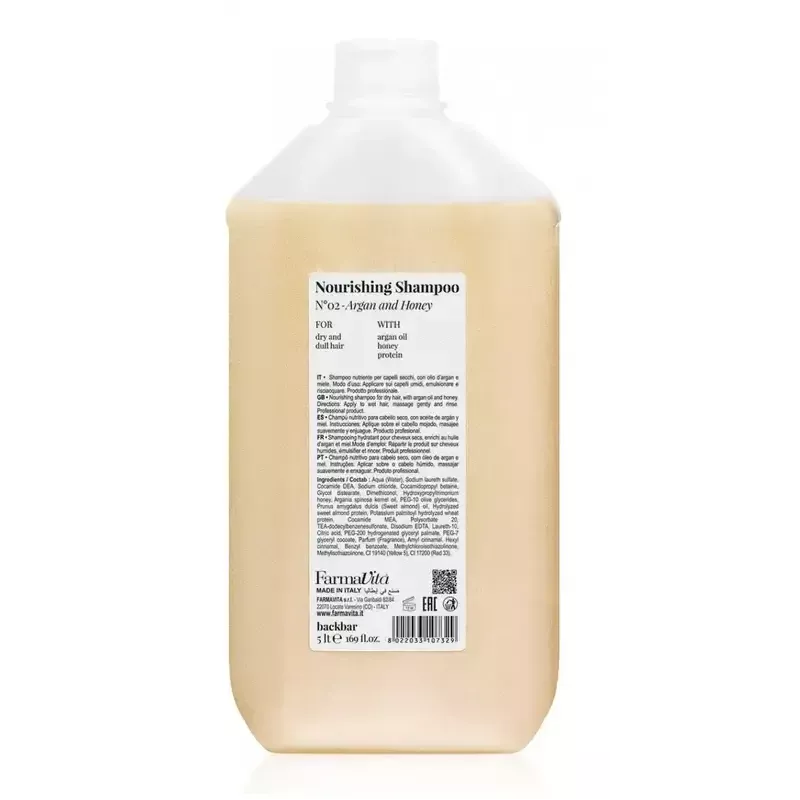 Farmavita Backbar Nourishing Shampoo N°02 Argan and Honey 5000ml Farmavita Backbar Nourishing Shampoo N°02 Argan and Honey 5000ml